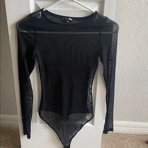 Fashion Nova Black Mesh Bodysuit